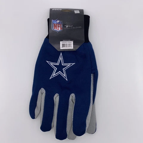 Dallas Cowboys Blue Gray Team Logo Licensed NFL Sport Utility Gloves with Grip Cover