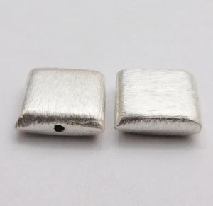 10 PCS 12X6MM SQUARE SPACER BRUSHED BEAD STERLING SILVER PLATED 157 UFL-113 - Picture 1 of 3