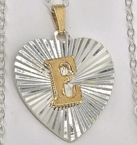 Vintage Signed Avon Sterling Silver Letter E Sparkling Necklace Initial Heart  - Picture 1 of 5