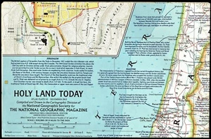 1963-12 Dicembre Mappa d'epoca TERRA SANTA OGGI Mappa Geografica Nazionale (555) - Foto 1 di 2