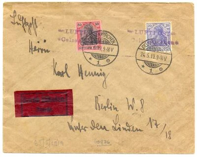 GERMANY-1919-EXPRESSE COVER - EF - GELSENKIRCHEN -BERLIN - F/VF  - Image 1 of 2