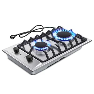 12 inch Gas Cooktop 2 Burners NG/LPG Stainless Steel Drop-in Kitchen Gas Hob - Picture 1 of 13