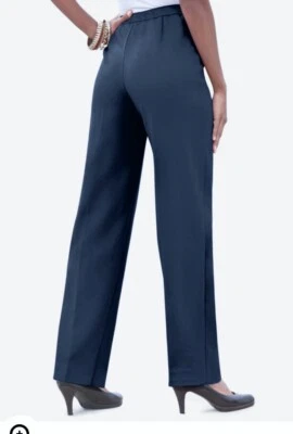 Pantalones de vestir doblados, talla 32/34 cintura elástica = 16/18WP azul marino, 27" de largo Foto 1 de 4