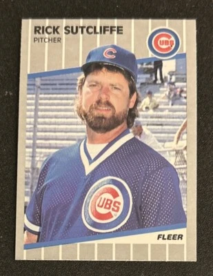 Tarjeta de béisbol Fleer Rick Sutcliffe 1989 #439 Cubs Pitcher excelente estado original Foto 1 de 2