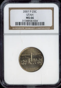 2007 Utah Quarter NGC MS66 Quality - Picture 1 of 2