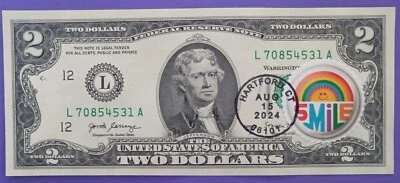 2024 PINBACK BUTTONS Stamp Smile 🙂 UNC $2 Dollar Bill First Day Cover # FDC-107 - Image 1 of 3