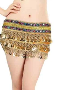 Beautiful Women Stylish Belly Dance Waist Scarf Golden Color - Picture 1 of 1
