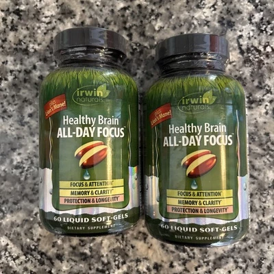 2x IRWIN Naturals Healthy Brain, enfoque todo el día, 60 cápsulas blandas líquidas cada una - 4/2026 Foto 1 de 4