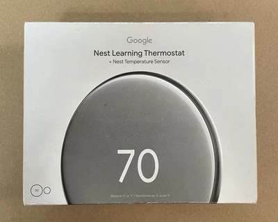Google Nest Learning Thermostat 4th Gen w/Temp Sensor 2nd Gen Polished Silver - Image 1 of 4
