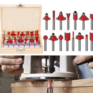 15X 1/2 inch Router Bits Set Woodworking Tool Cutter Shank Tungsten Carbide UK - Picture 1 of 10