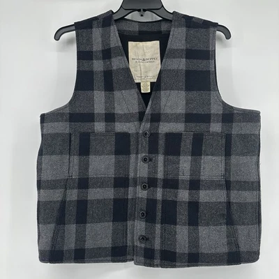 Ralph Lauren Denim & Supply Wool Blend Vest Black Gray Plaid Men's XL - Image 1 of 4