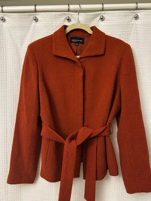 Chaqueta de tweed de colección Jones New York Signature con corbata en la cintura talla 16 color Siena. Foto 1 de 4