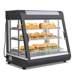 3-Tier Commercial Food Warmer Display Countertop Pizza Heated Cabinet Case 1200W - Picture 1 of 15