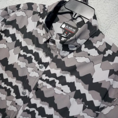 Camisa masculina Chilkat River XL preta cinza encaixe tecnologia de pesca camuflagem Alaskan Hardgear - Imagem 1 de 4