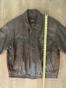 Vintage Adventure Bound by Wilson Aviator Bomber Jacket Mens Large Brown Leather - Picture 1 of 11
