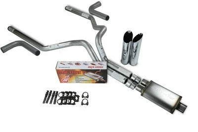 Ford F-150 87-97 3" Dual Exhaust Kits Cherry Bomb Salute Slash Tip Side Ex - Image 1 of 2