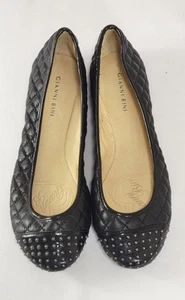 Gianni Bini Black Quilted Studded Cap Toe Ballet sz 10 Unworn - Spots On Lining - Picture 1 of 16