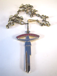 Vtg FORD THUNDERBIRD Logo Gold Crest Red Uncut KEY BLANK Ignition Door 1955 1964 - Picture 1 of 19