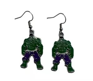 Hulk Character Standing Enamel Metal French Wire Earrings - Picture 1 of 1