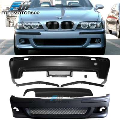 Fits 97-03 BMW E39 5-Series Sedan M5 Front Bumper w/ Fog Cover & Rear Bumper PP Foto 1 de 4