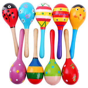 Wooden Maraca Wood Rattles Kids Percussion Musical Hand Instrument Shaker Toys