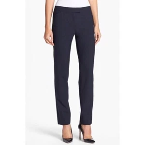 Lafayette 148 Irving Virgin Wool Trousers Pants 4 Navy-Black Dress Pants Women's - Picture 1 of 11