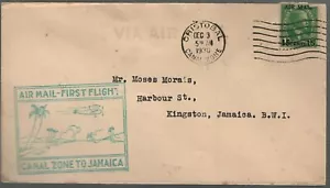 US First Flight Cover Cristobal Canal Zone to Kingston Jamaica 1930 Pan Am - Picture 1 of 2