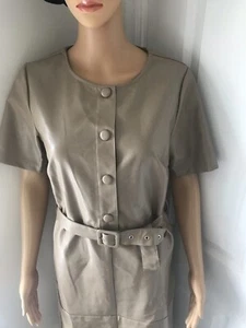Light camel/stone pleather dress by Vila *BNWT* Size S-8 Retail £55 - Picture 1 of 19