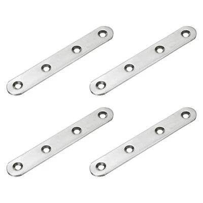 4uds Planos rectas Soportes, 4,7x0,7" Reparación Placas, Inoxidable Acero, Plata - Imagen 1 de 4