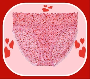 M Pink Red Heart THE LACIE Full Floral Lace Victorias Secret HighLeg Brief Panty - Picture 1 of 12