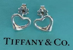 Tiffany & Co Elsa Peretti Open Heart Earrings Sterling Silver 925 - Picture 1 of 3