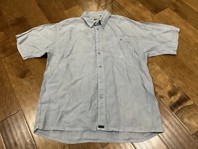 Indigo Palms Shirt Mens Large Casual Button-Down *see Spot In Pic Gray Linen - Image 1 of 4