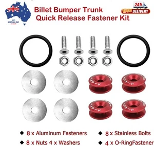 RedJDM BUMPER Quick Release Fasteners For Car Trunk Fender Hatch Lids Kit - Picture 1 of 9