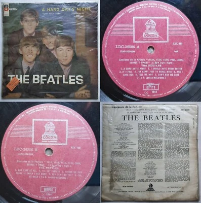 THE BEATLES A HARD DAY'S NIGHT 1974 MONO RI UNIQ CVR & ERROR TOP RARE CHILEAN PR - Image 1 of 4