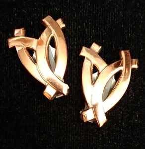 Vintage Renoir MCM Modernist Copper Clip - On Earrings - Picture 1 of 4