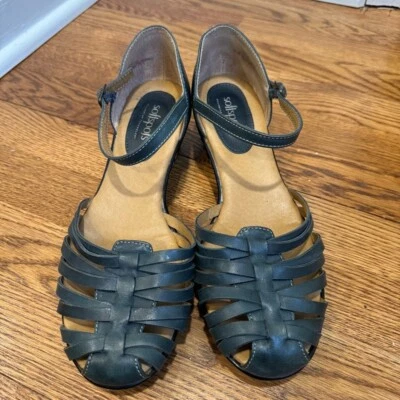 Softspots Woven Ankle Strap Sandals Comfort Wedges Blue Size 9.5 - image 1 of 4