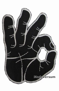 Bügelbild Aufbügler Aufnäher Patch Applikation Strass Paillette Sticker_Hand_OK - Bild 1 von 1