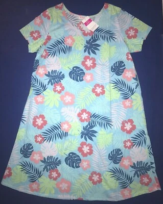 FRESH PRODUCE XS Bluefin 蓝色热带花卉 T 恤连衣裙 59 美元全新带标签全新 XS — 第 1/3 张图片