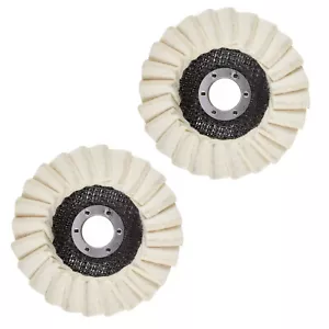 2x Wool Polishing Wheel Buffing Pads Flap Felt Disc Angle Grinder Metal 115mm - Picture 1 of 16