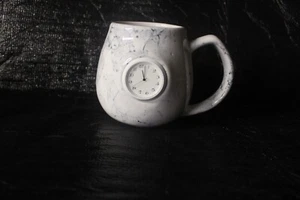 Prohaus Designs Coffee Mug with Clock, Blue and White Marbled look (51) - Picture 1 of 5