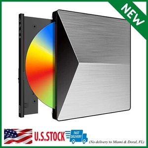 External CD DVD Drive, USB 3.0 Type C Protable BD 4K Disk ROM CD/DVD Burner 3D R - Picture 1 of 9