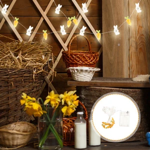 Rabbit String Lights Lamps for Festive Decoration Carrot Shaped Wire - Picture 1 of 12