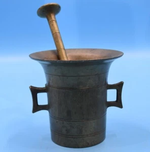 "Großer" antiker schwerer Messing Mörser und Stößel Apotheke Kräuter & Medizin Brecher - Bild 1 von 4