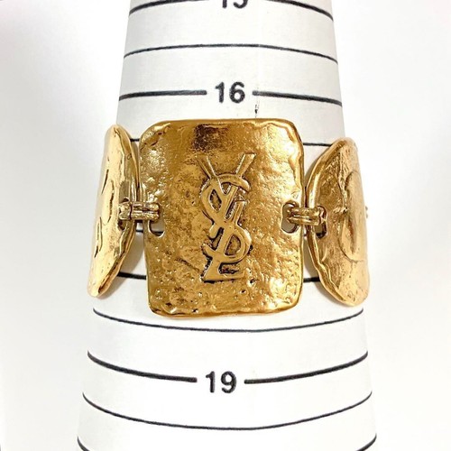SAINT LAURENT (YSL) Bracciale Yves Saint Laurent Logo Stella Cuore Luna Oro Vintage Lunghezza 17 5cm JP!!
