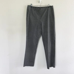 Talbots Pants Womens Size 8 Black White Geometric Diamond Stretch Belt Loops - Picture 1 of 12