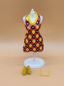 Barbie Fashionistas Doll Outfit Pink And Yellow Dress Sunglasses And Shoes - Picture 1 of 13