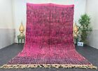 Marokkanischer Boujaad handgefertigter Teppich 6'3"x10' Berber Patchwork rosa schwarz Wollteppich