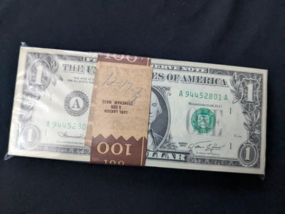 SCARCE ORIGINAL PACK 1974 $1 BOSTON DISTRICT (100 CONSECUTIVE -- GEM/CU   #4 - Image 1 of 4