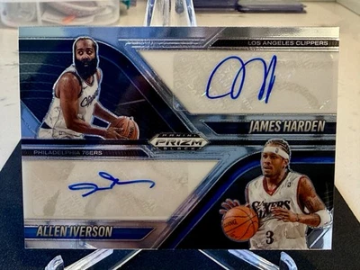 2024-25 Panini Prizm negro James Harden y Allen Iverson doble automático Foto 1 de 2