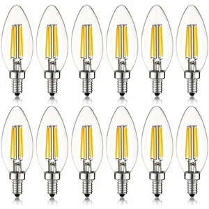 Luxrite 4W Candelabra LED Bulb Dimmable 3000K 430lm Torpedo Tip UL (12-Pack) - Picture 1 of 7
